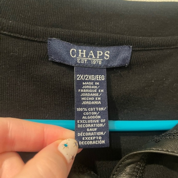 Chaps Black Long Sleeve Button Up T-Shirt - Size 2X - Picture 2 of 5